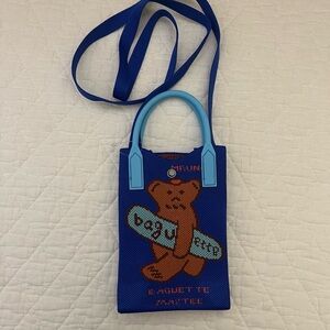 NWOT Blue Knit Mini Crossbody Bag
